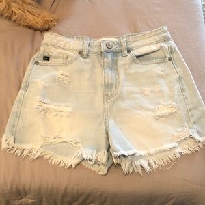 Light wash denim shorts